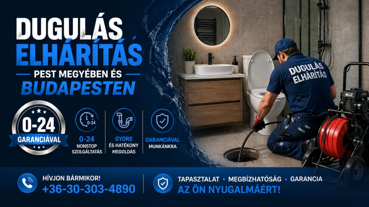 Duguláselhárítás Pest megyében és Budapesten – 0-24, garanciával, +36 30 303 4890